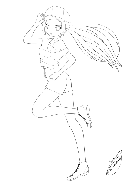 Jogging Girl（線画）