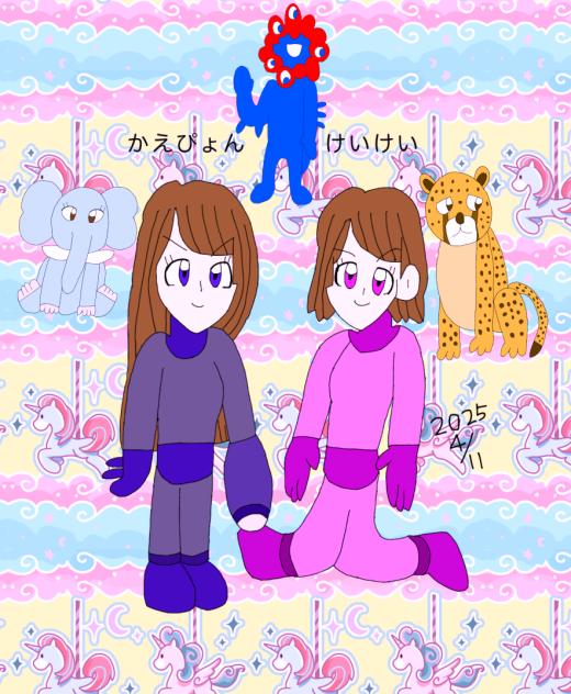 ロックミニッチュ（左から、かえぴょん、けいけい）