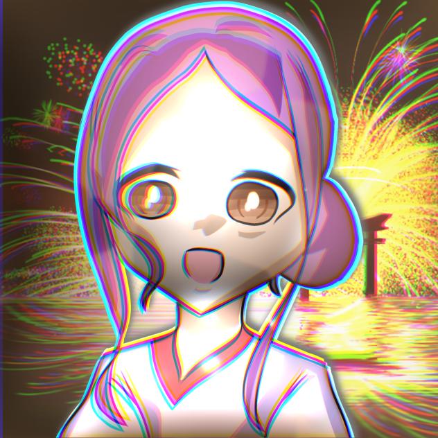 巫女、花火の夏祭へ参る