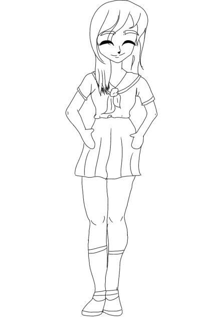 School Girl Outline 1