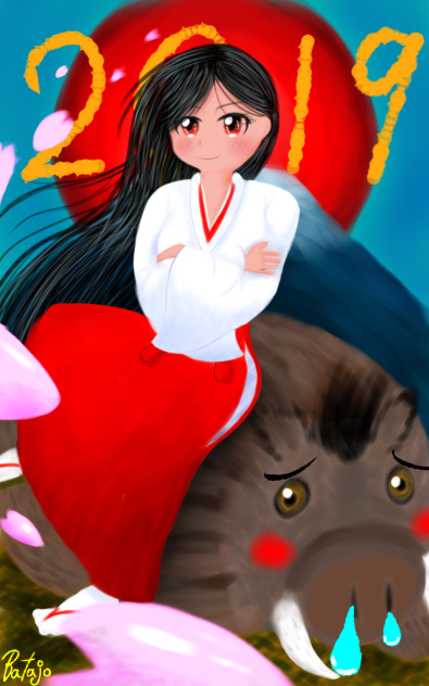年賀イラスト2019年