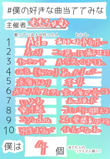 うちの好きな曲当ててみろ！