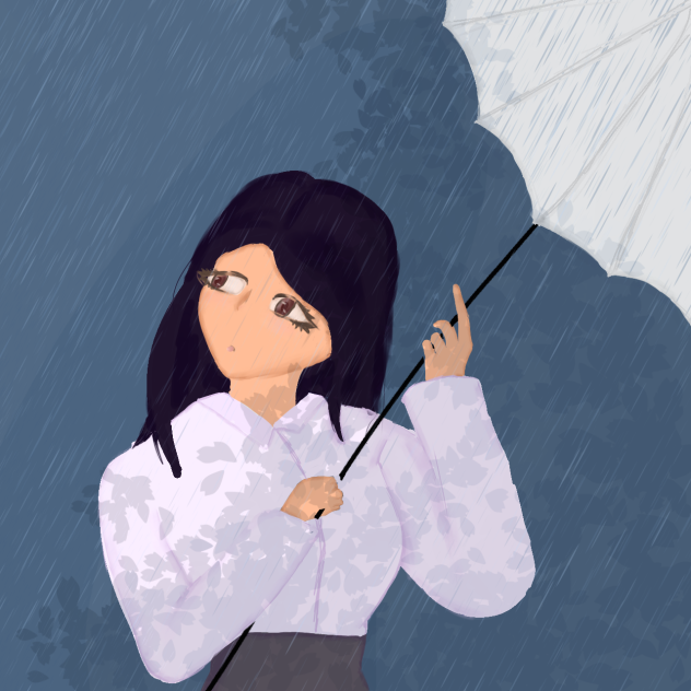 A girl in the rain