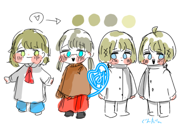 髪の毛の色が同じ軍団のオリキャラ✨