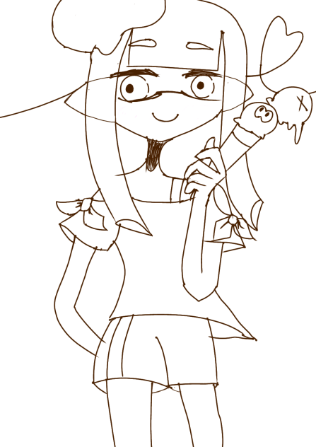 涼しげチョコミントアイス　線画