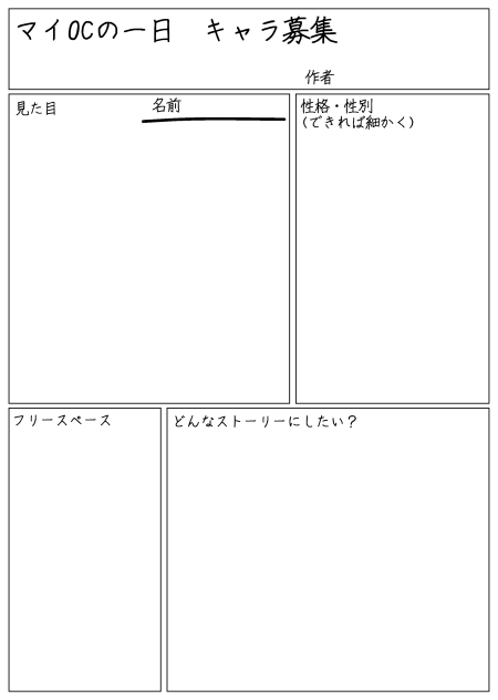 キャラ募集　よろしく