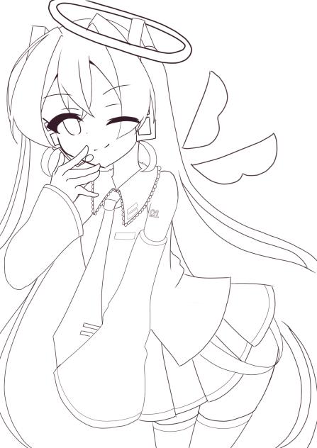 天使ミク　線画