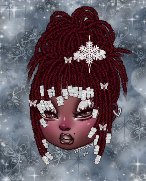 Red Locs and Snow Flakes❄️