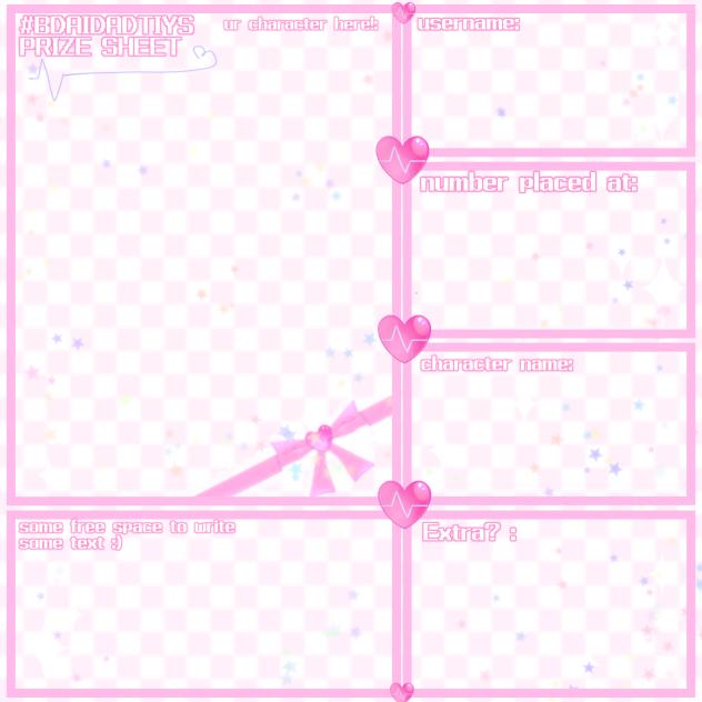 #BDAIDADTIYS PRIZE SHEET!