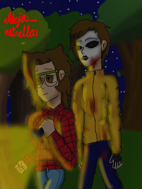 Aleja en el bosque con Masky