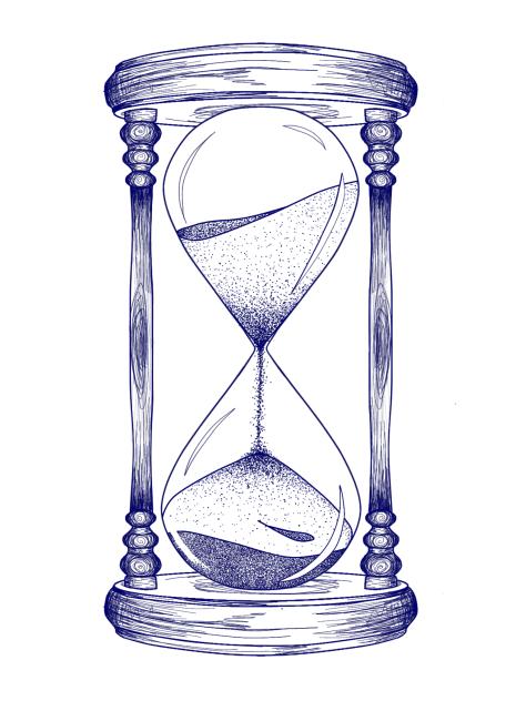 Blue ink hourglass