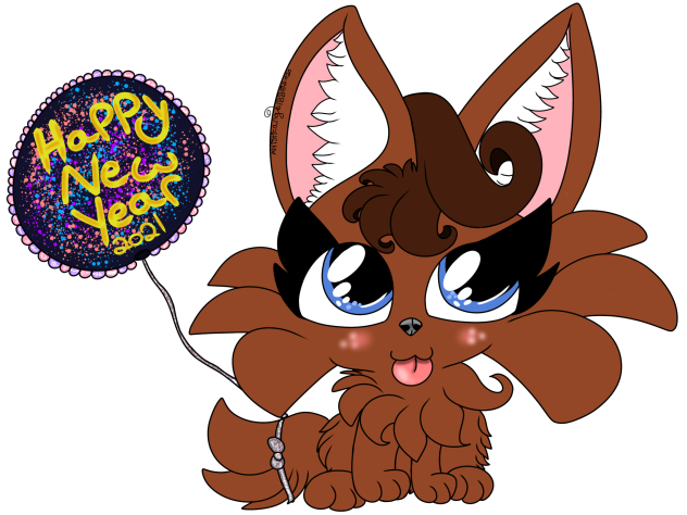 Happy New Year 2021 Puppy With Balloon