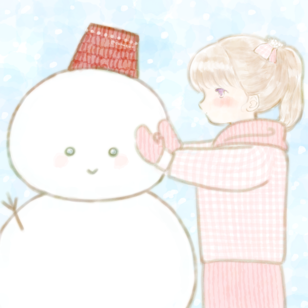 雪だるま作りの女の子。
