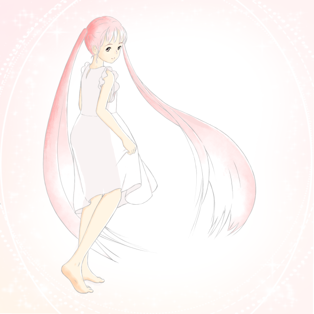 水辺を歩く女の子