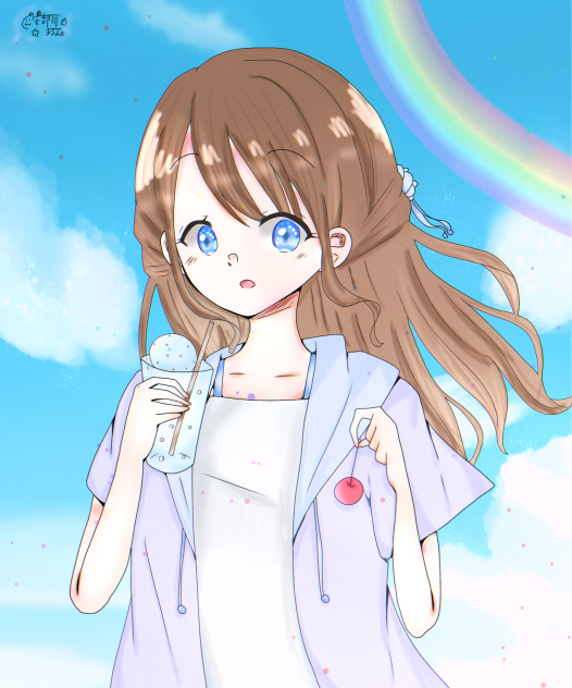 塗り絵(ドリンクと女の子) 背景や加工あり