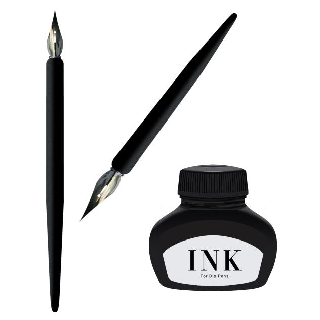Dip Pen w Ink Bottle