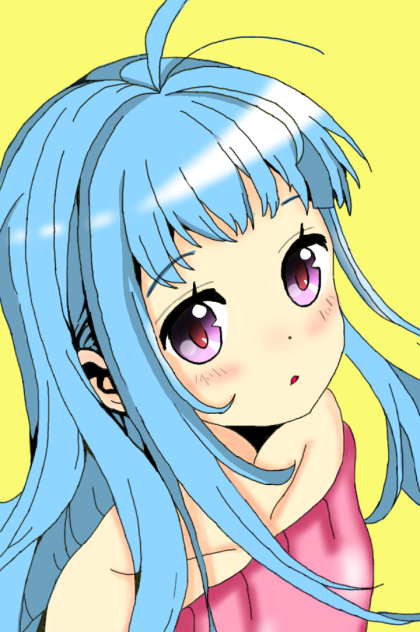 青い髪の女の子　塗らせていただきました！