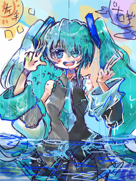 初音ミク│右手と左手で描いてみた│