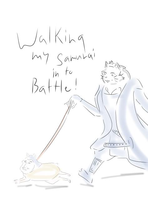 猫と侍のお散歩(￣∇￣)