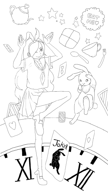 線画 うさぎちゃん