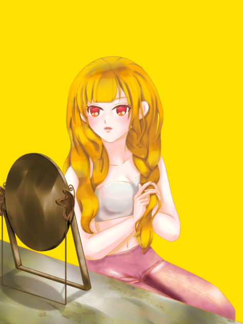 三つ編みする女の子