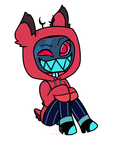 Vox Wearing an Alastor Hoodie