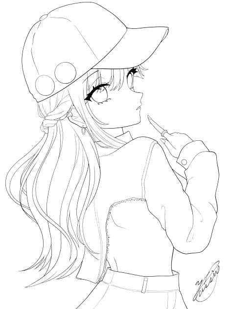 can badge girl（線画）