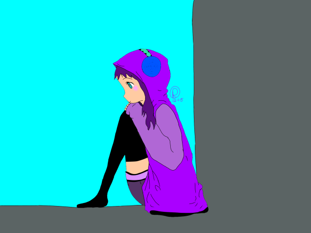 anime girl sitting speed paint