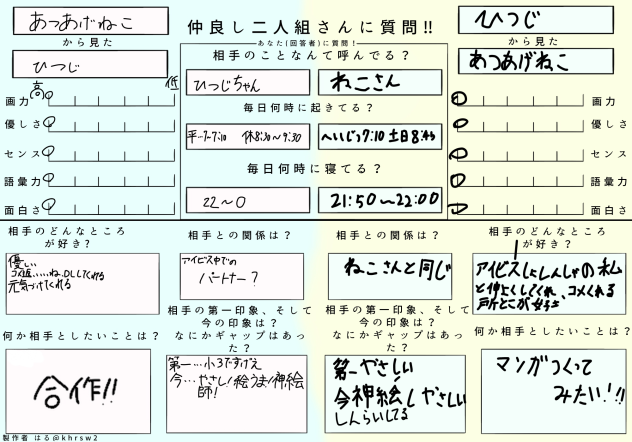 仲良し二人組に質問やった！！