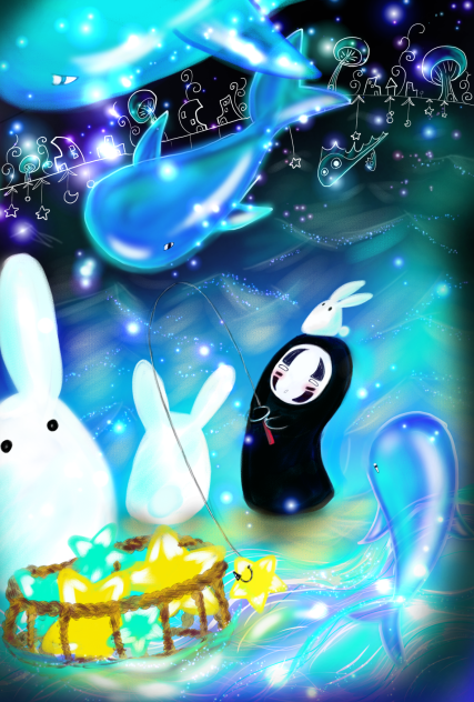 カオナシページ カオナシ夜釣中 - ibisPaint