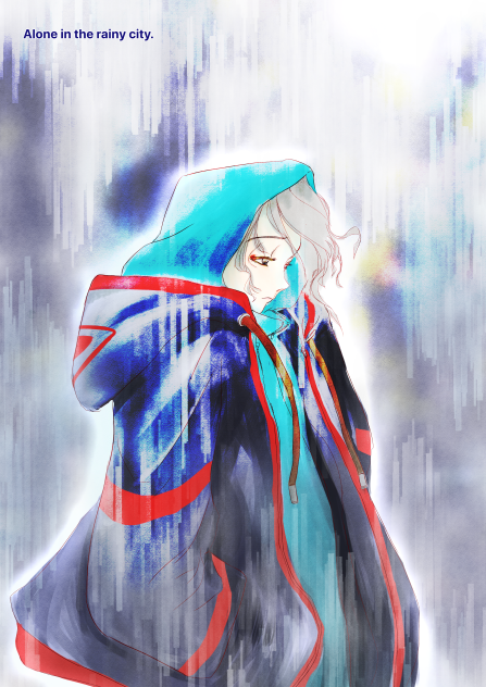 雨の街を征く　Alone in the rainy city.