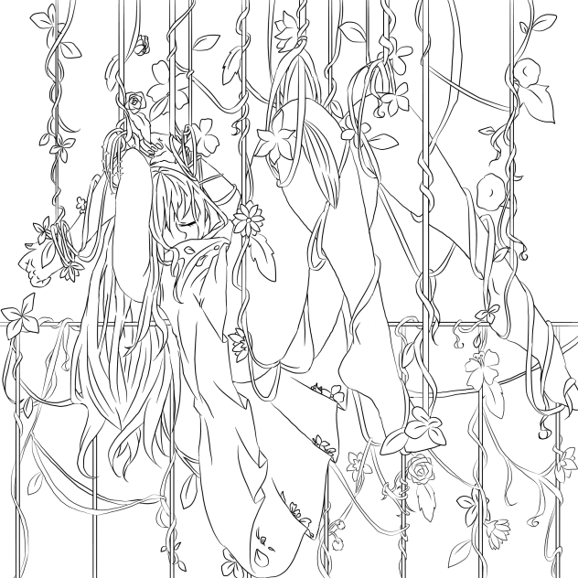 花と傀儡【線画】