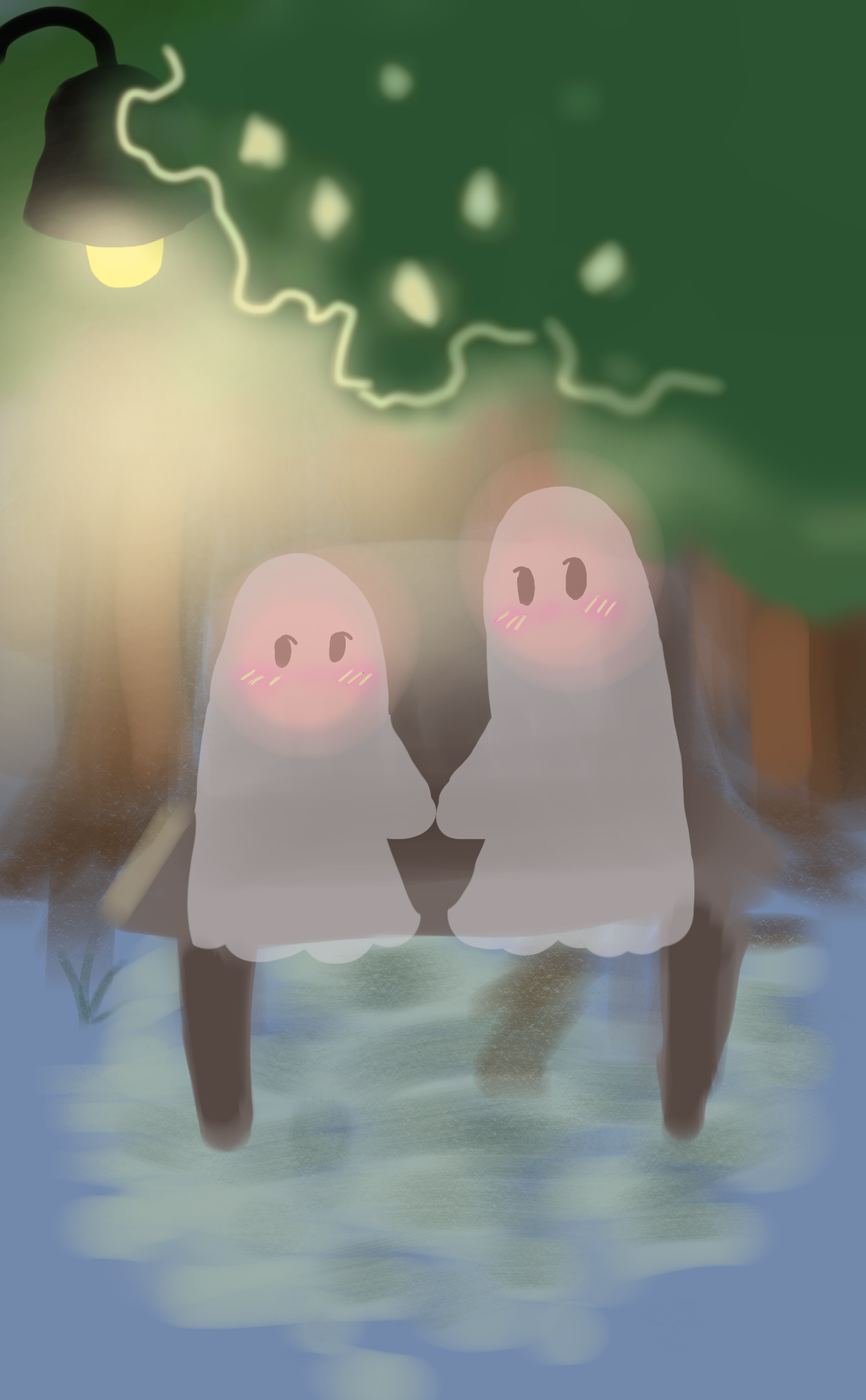 little ghosts holding hands - ibisPaint