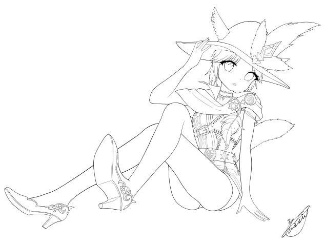 Adventure Girl Rest（線画）