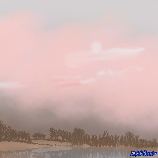 A little hillside and lake - ibisPaint