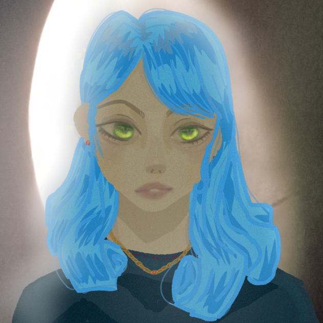 blue hair and moon - ibisPaint