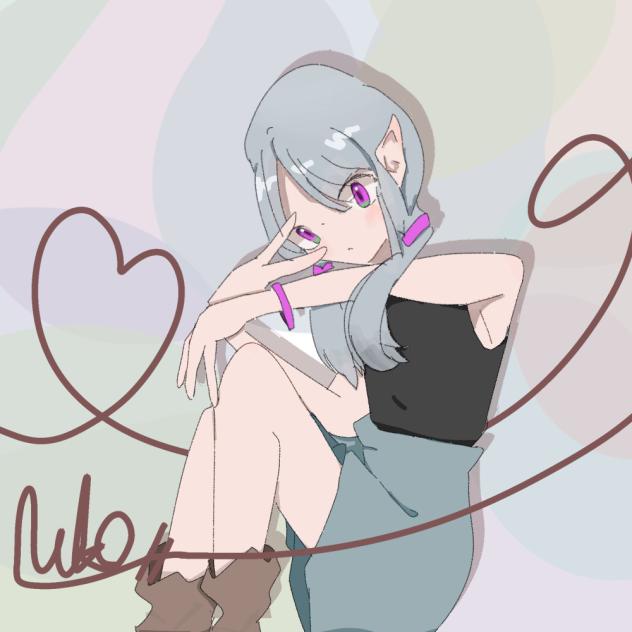 座ってる絵