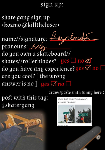Skater gang sign up