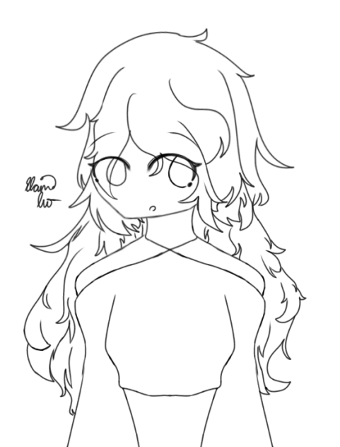 A Girl in Nice Clothing Lineart