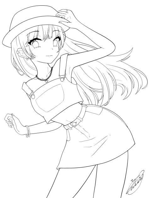 デニムキャミソールトップス（線画）