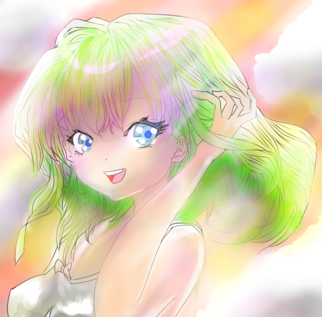 ボブヘアーくらいの下書き2  色塗り