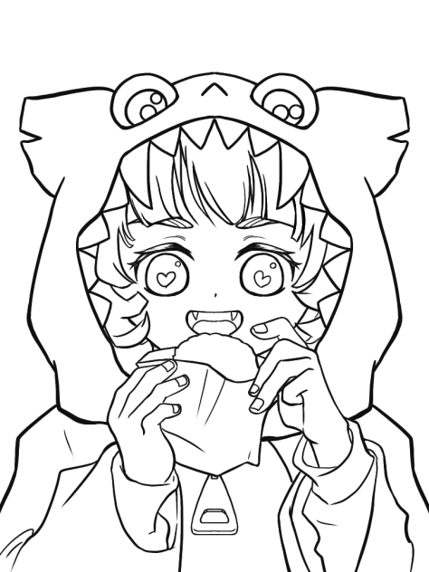 塗り絵　がががおー(カレーパンが美味しい季節になりました)