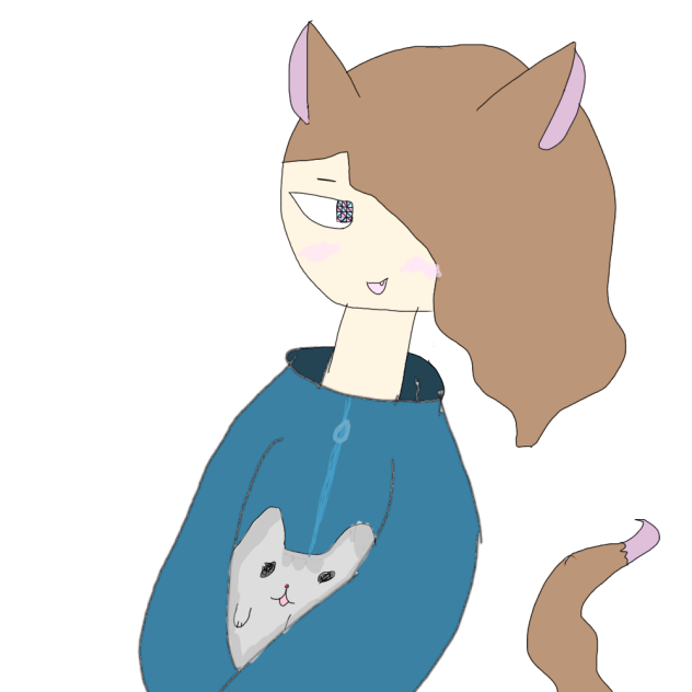 Cat girl with kitten