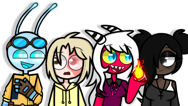 a witch a demon and a human and a alien