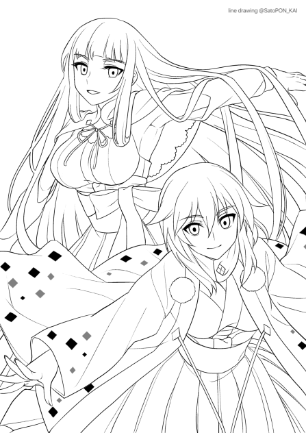 春日山城と躑躅ヶ崎館 線画