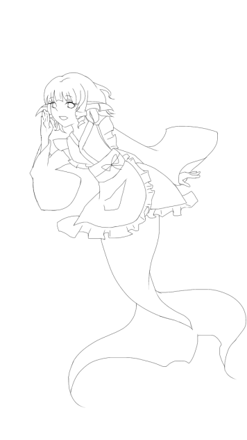 線画 わかさぎ姫