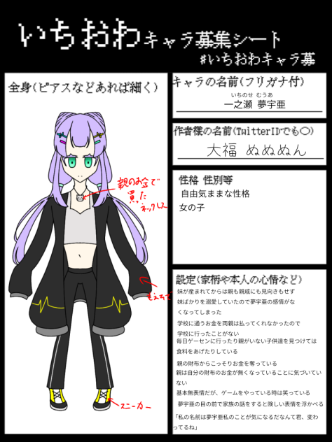 いちおわキャラ募参加します!!!