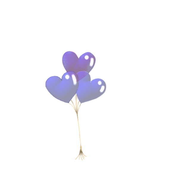 ハートの青い風船！