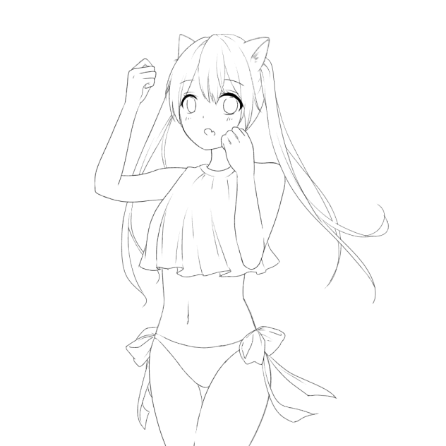 ねこみみく 線画