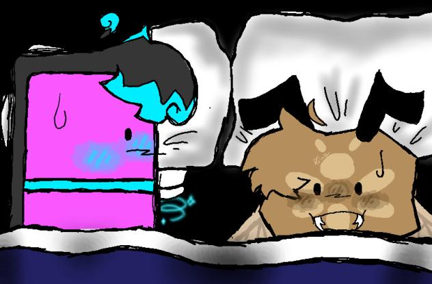 Then we go to bed we're in the same bed